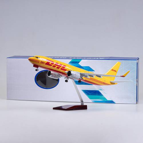 48CM 1:85 scale B737 model DHL Express airline with base Landing Gears alloy aircraft Resin plane collectible display collection