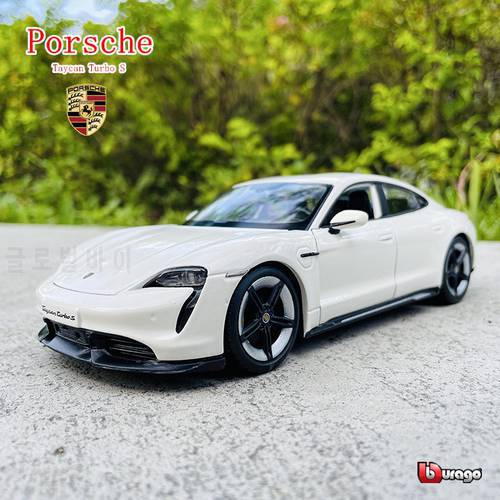Bburago 1:24 Porsche Taycan Turbo S edition die casting alloy car model Art Deco Collection Toy tools gift factory authorization