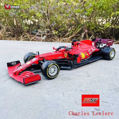 Bburago 1:18 2021 F1 Ferrari SF21 No. 16 Charles Leclerc No. 55 Carlos Sainz original authorized alloy car model collection toy