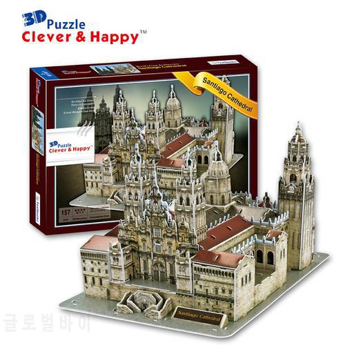 Candice guo 3D puzzle clever & happy paper model assemble toy Catedral de Santiago de Compostela Spain birthday gift 1pc