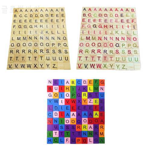 100 Pcs Wooden Scra-bble Tiles, Scra-bble Letters for Crafts, Making Alphabet Coasters and Scra-bble Crossword Puzzle game