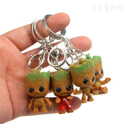 4Pcs Cute Disney Movie Guardians of the Galaxy Action Figure Groot Tree Man Treeman Model Collection Keychain Toys