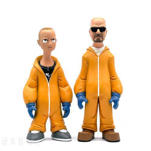 Classic Cartoon Style Breaking Bad Action Figures Cooking Clothes WJesse and Gustavo Resin Model Miniature Collection