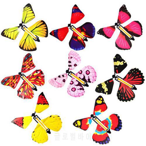 10PCS Flying in the Book Fairy Rubber Band Powered Wind Up Butterfly Card Birthday Wedding Card Gift Butterfly Card Magic Toy