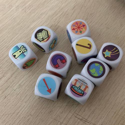 9 Pcs/set Multicolor Pattern Dice Telling Story Dice Game Family/Parents/Party Funny Imagine Magic Toys 2cm