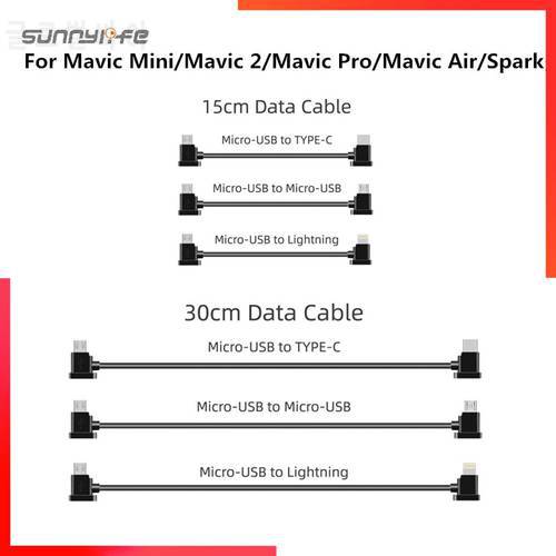 For DJI Mini SE/ Mavic Mini/ Mavic 2/ Mavic Pro/Mavic Air/Spark Data Cable 15cm 30cm Wire Flex Line Micro-USB TYPE C IOS Android