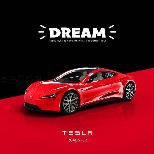 Time Micro 1:64 Tesla Roadster Concept Sports Car Diecast Model Car Alloy Simulation Vehicle Model Adult Collection Model Series