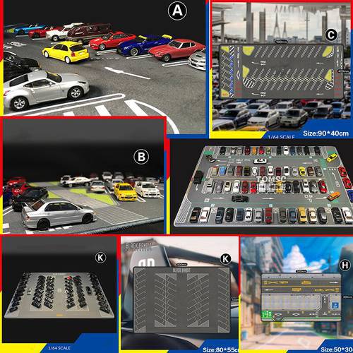 1:64 Parking Lot Scene Model Garage Mouse Pad Car Model Background Mat TLV TOMY Car Model Display Mat Toys for Boys Gift