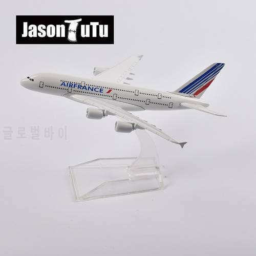 JASON TUTU 16cm Air France Airbus A380 Plane Model Aircraft Diecast Metal 1/400 Scale Airplane Model Gift Collection