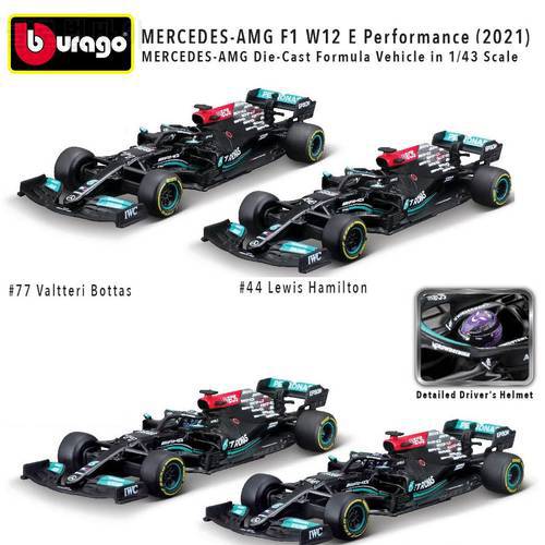 Bburago 1:43 F1 W12 E Performance 2021 44 Lewis Hamilton /77 Valtteri Bottas Diecast Model Car