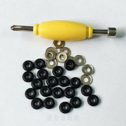 Lot 20 Rubber Bushings & Nickel Washer & mini Screwdriver For Fingerboard Skateboard Toys Repairing Tool Accessories