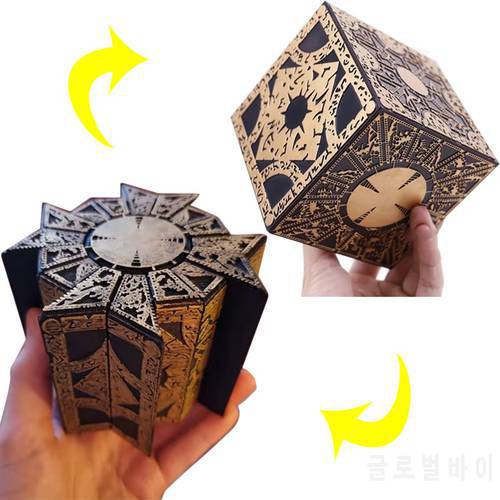 1:1 Hellraiser Cube Puzzle Box Moveable Lament Terror Film Serie Puzzle Box Cube Fully Functional Pinhead Prop Model Figure Toy