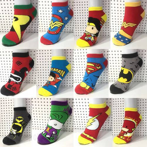 1 Piece = 1 Pair DC Anime Figure Batman Superman The Joker Harley Quinn The Flash Wonder Woman Adult Socks Cotton Sports Socks