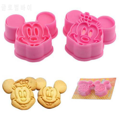 Original Disney 2pcs Mickey & Minnie Winnie The Pooh Tigger Stitch Squirrel Cookie Cutters Cake Baking Sugarcraft Crafts Mold