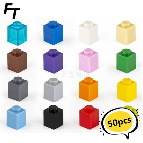 50pcs Small Particle 3005 High Brick 1x1 Building Block Parts DIY Blocks Compatible with Creative Gift Castle Toys