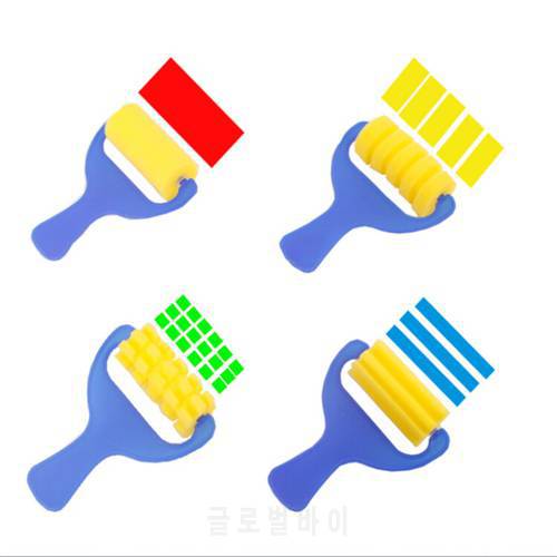 DIY Early Education Painting Toy Sponge Paint Roller Brush Plastic Handle Set Child Art Star Craft Painting Tool