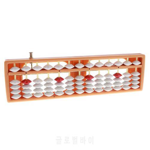 Japanese Soroban Style 13 Rods 5 Beads Plastic Abacus Arithmetic Math Ancient Calculator Number Counting Toy Orange