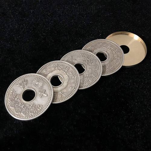 Japanese Ancient Coin Set (4 Coins 1 Shell) by Oliver Magic Tricks Close Up Illusion Gimmicks Mentalism Prop Coin Vanish Magia