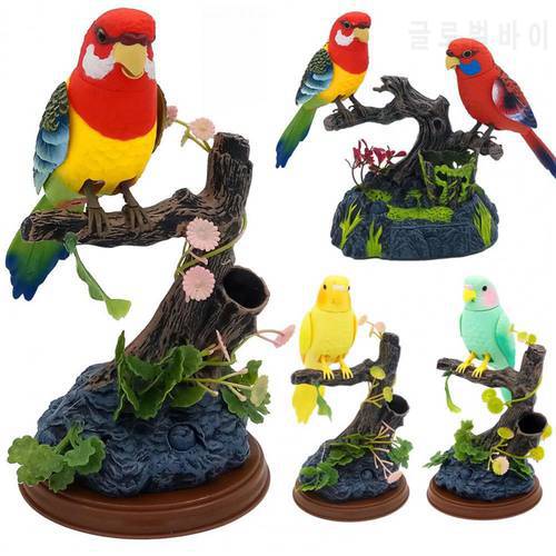 Electric Battery Operated Birds Toys Simulated Induction Sound Control Voice-Activated Talking Parrots Moving Pets