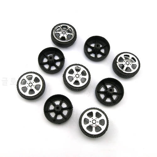 10PCS 1.9*6.7*20mm Plastic Wheel, 2mm Axle, Mini Rubber Wheel, Small Model Production