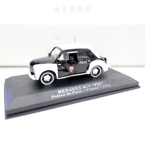 Diecast 1/43 Scale 4CV 1956 Classic Police Model Cars Alloy Gift Desktop Decoration Classic Collection Toys for Boys