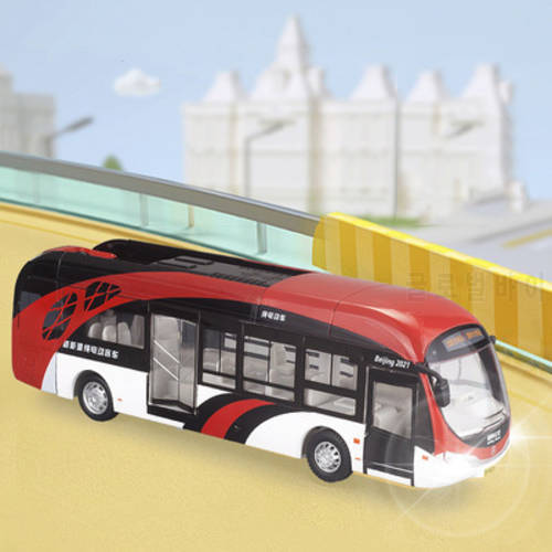 1/32 City Transit Bus Diecast Alloy Toy Car Model Metal Material Pull Back And Sound Light Vehicle Toy Boy And Girl Presents