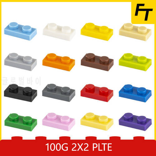 100g Small Particle 3023 1x2 Plate Brick Building Block Parts DIY Building Blocks Compatible with Creative Gift Castle Toys