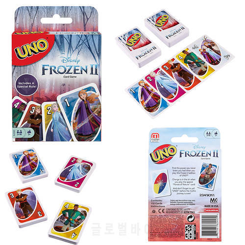 Mattel Uno Frozen Ii Genuinecard Game Poker Family Fun Entertainment Deck Board Games Playing Cards Family Party Game Toys Gifts