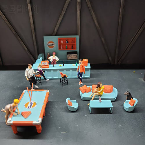 Resin 1/64 Gulf Oil Series Color Sofa Model Customize Scene Adult Collection Static Display Car Model Shoot Prop