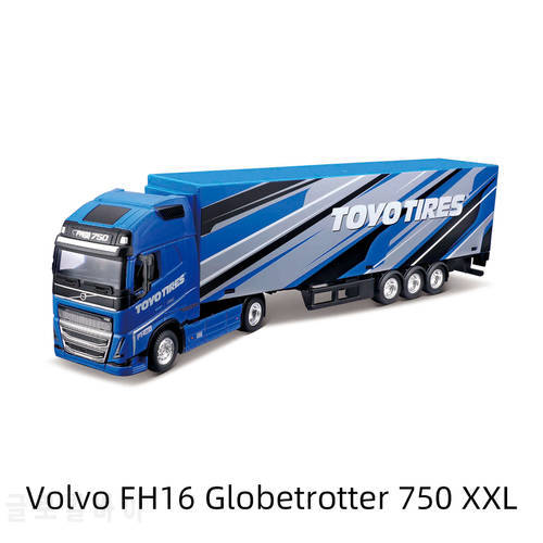 Bburago 1:43 Volvo FH16 Globetrotter 750 XX M-B Actros Trailer Heavy Tractor Truck Blue Die Cast Collectible Hobbies Model Toys