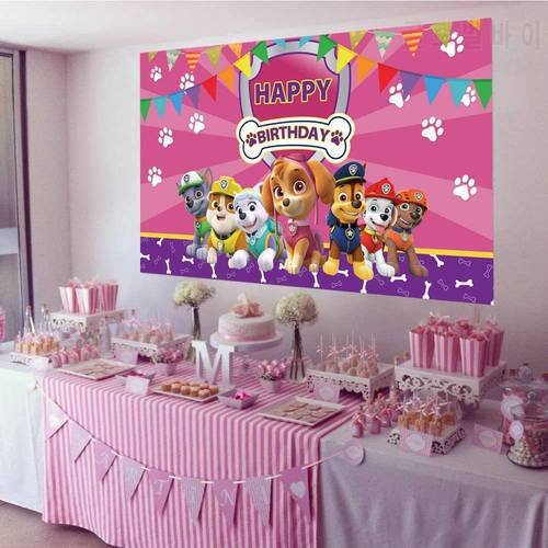 paw patrol Anime Peripheral Party Background Cloth Decoration Birthday Poster Template Photography Patrol Dog Party Supplies diy