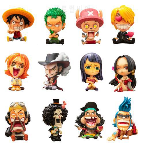 15 Styles One Piece Zoro Luffy Sanji Anime Figure Ver. Robin Nami Brook Chopper PVC Car Decoration Figures Ace RANKY Usopp Model