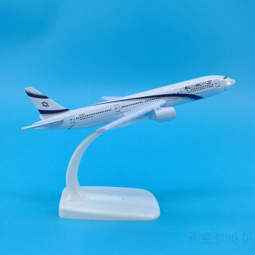 Diecast 1:400 Scale B777 El Al Air Israel Airlines Model with Base Alloy Aircraft Plane Display Model Toy Collection about 16CM