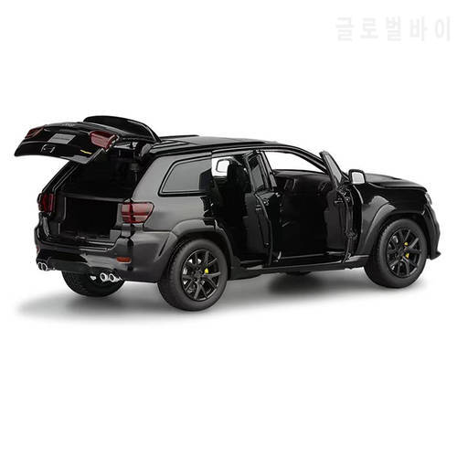 1:32 JKM For Jeep Grand Cherokee Trackhawk White/Black/Red Diecast Model Car Toys Sound Light Gifts Play Display Metal,Plastic