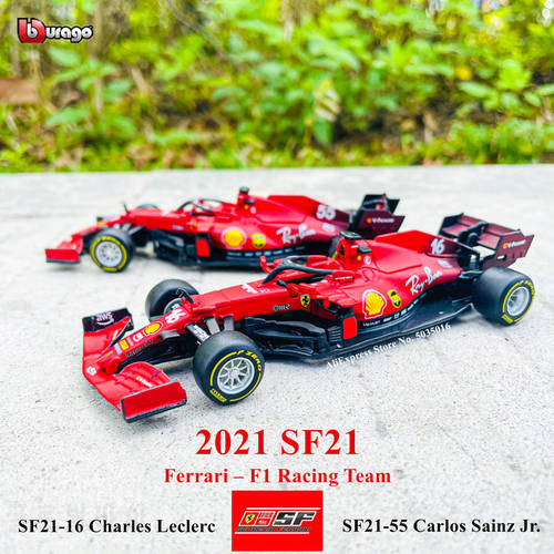 Bburago 1:43 2021 Ferrari F1 Formula SF21 55 16 Alloy Toy Car Model Carlos Sainz and Charles Leclerc Exclusive Race Car