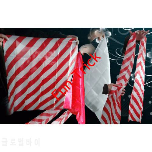 Zebra Silk Set (Red And White)  Magic Trick , Silk & Cane Magic