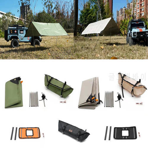 RC Car Decoration Awning Canopy Simulated Tent Tow Rope Flag Travel Bag For 1/8 1/10 Rcock Crawler TRX4 SCX10 TK300 YIKONG RC4WD