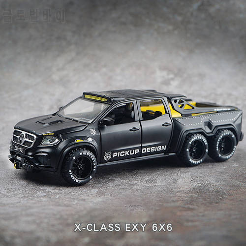Simulation Alloy Car Modle XCLASS EXY 6X6 Pickup 1/28 Metal Toy Car Sound Light Pull Back Model Toys For Boys Light Toys