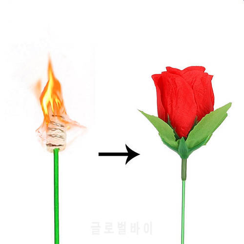 1PCS Folding Red Rose Magic Tricks Flower Magic Trick Flame Appearing Flower Professional Magician Illusion Stage Props Toys