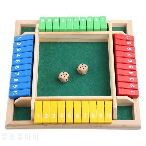 Strategy Shut the Box Set with 8 Dice 4 Color Wooden Tiles Party Supplies Classic Indoor Multi-Player Game Adults Favor D5QA
