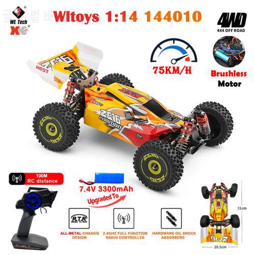 WLtoys 144010 RC Car 1/14 75Km/H High Speed Brushless Motor Metal 2.4G Transmitter 4WD Drive Off Road RC Car 144001 Upgraded
