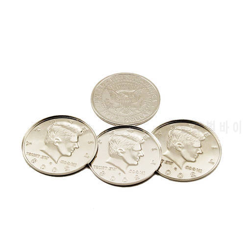 Jumbo Coin Magic Tricks Half Dollar Four To One Coin Trick Professional Magician Gimmick Stage Illusion(3 Shells And 1 Coin)