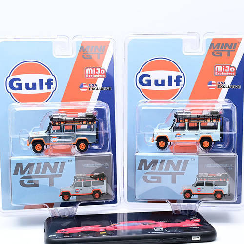 Diecast Alloy1/64 Scale MINI Defender 110 Gulf SUV Car Model Adult Collection Static Display Boy Toys
