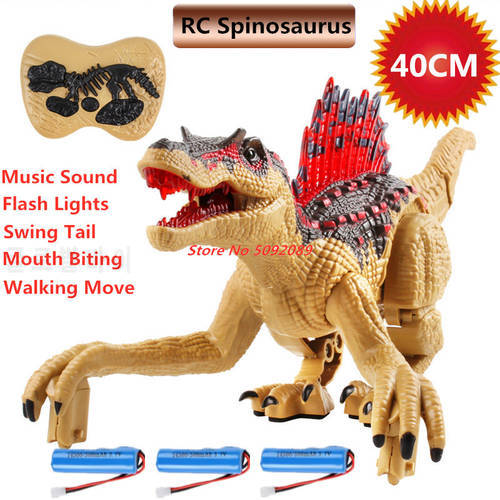 40cm 2.4G RC Spinosaurus Raptor Velociraptor Roar Walking Light Music Simulate Sound Remote Control Animal Robot Boy Child Gift