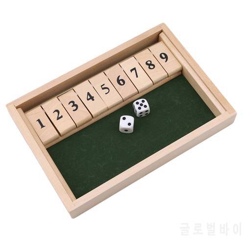 Strategy Shut the Box Set with 9 Number 2 Dice Wooden Tiles Party Supplies Classic Indoor Multi-Player Game Adults Favor
