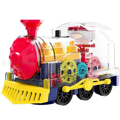 Electric Train Toy Transparent Electric Music Toy Train With Colorful Light Early Educational Battery Powered Train Toy Supplies