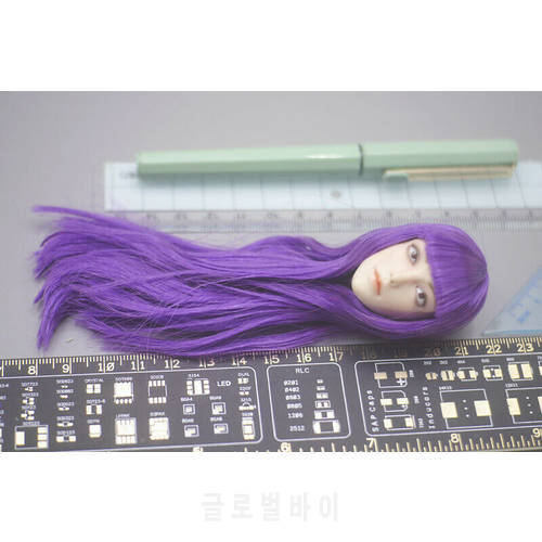 1/6 Scale ATX053 Female Soldier Purple Hair Head Sculpture Model for 12