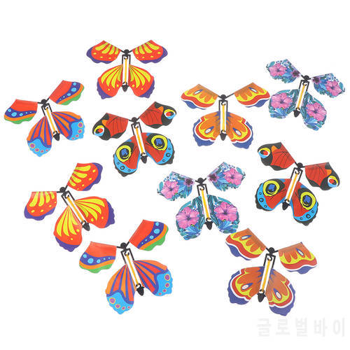 NEW 10pcs The Magic Butterfly Flying Butterfly With Card Toy With Empty Hands Solar Butterfly Wedding Magic Props Magic Tricks