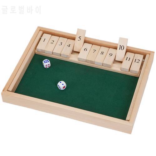 Wooden Shut the Box 12 Dice Game Board ,Wooden Board Game with Dice for the Classroom, Home or Pub