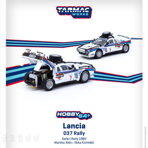 TW 1:64 Tarmac Works 037 Rally Safari Lancia Hood Can Be Opened Alloy Diorama Collection Of Car Models Miniature Toys